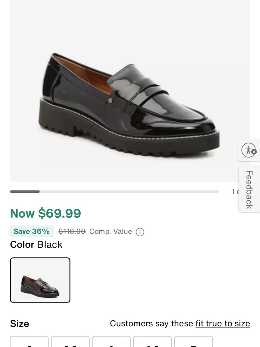 Franco Sarto Black Patent Leather Slip-On Loafers - Picture 5 of 5